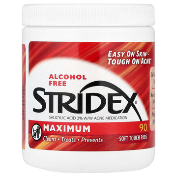 Stridex, Acne Treatment Pads, Maximum Strength Alcohol-Free, 90 Pads