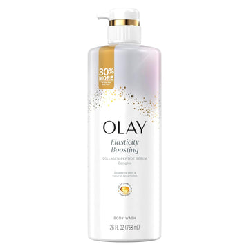Olay, Body Wash for Women, Elasticity Boosting with Collagen Peptide Serum + Vitamin B3, Renews Moisture,