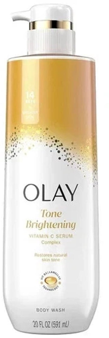 Olay, Body Wash for Women, Tone Brightening & Exfoliation with Vitamin C Serum Complex