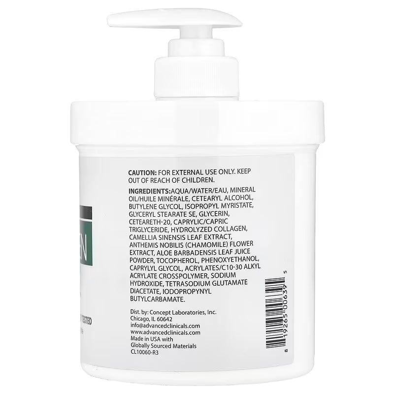 Advanced Clinicals, Skin Rescue Cream, Collagen, 454g