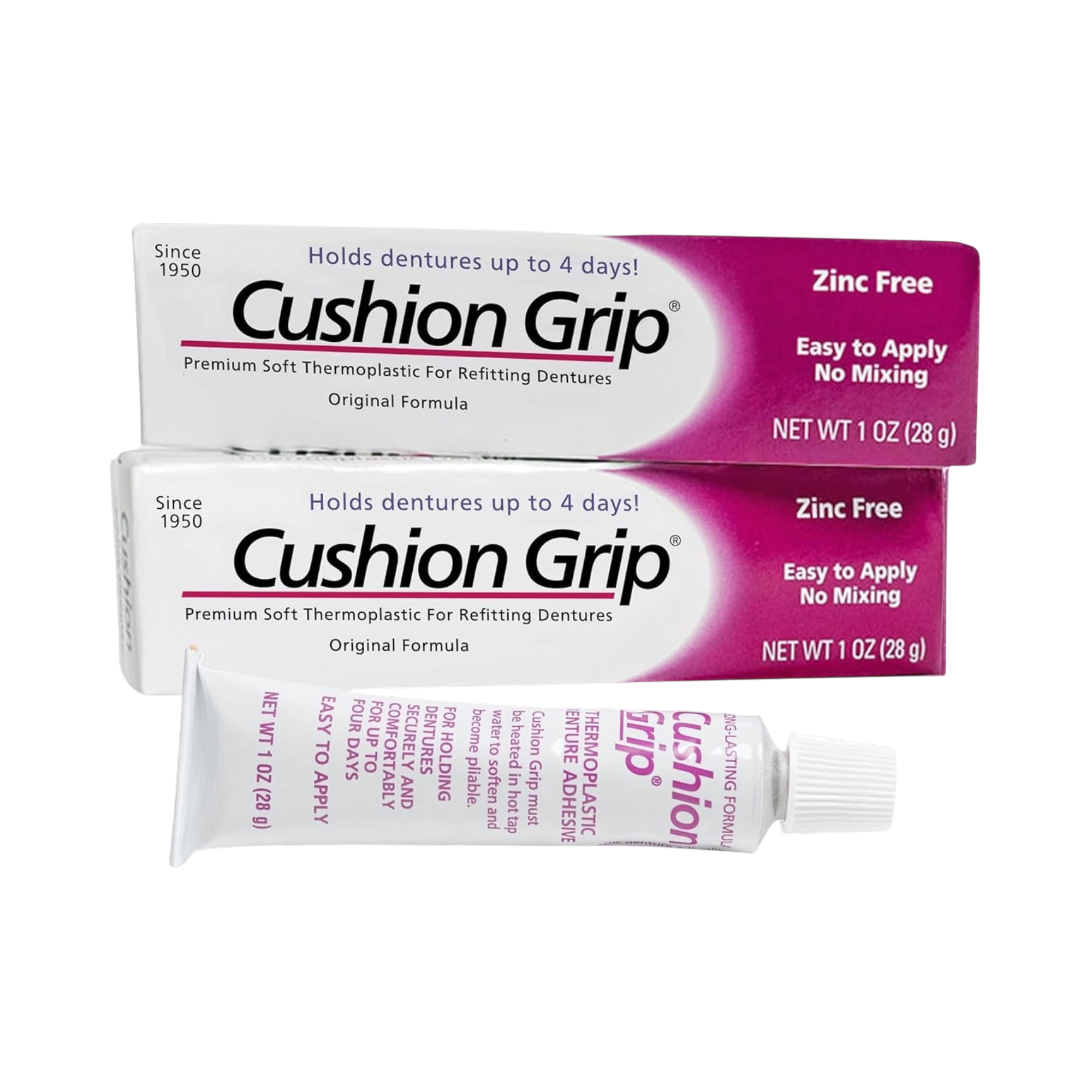 Cushion Grip Thermoplastic Denture Adhesive | Extra Sterke 4‑Dagen Hechting Voor Kunstgebitten en Gevoelige Tandvleeszones 28g
