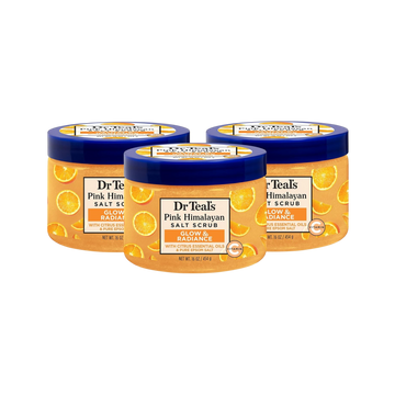 Dr Teal's Pink Himalayan Salt Body Scrub – Glow & Radiance, 16 oz (Pack of 3)