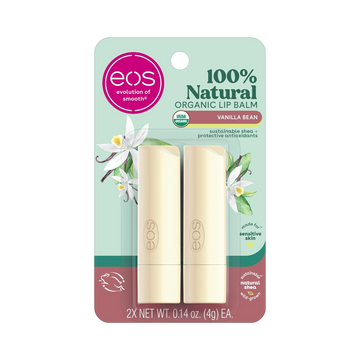 eos 100% Natural & Organic Lip Balm Stick – Vanilla Bean, 0.14 oz (Pack of 2)