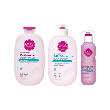 eos Shower Essentials Bundle – Fresh & Cozy (Body Lotion + Body Wash + Shave Oil)