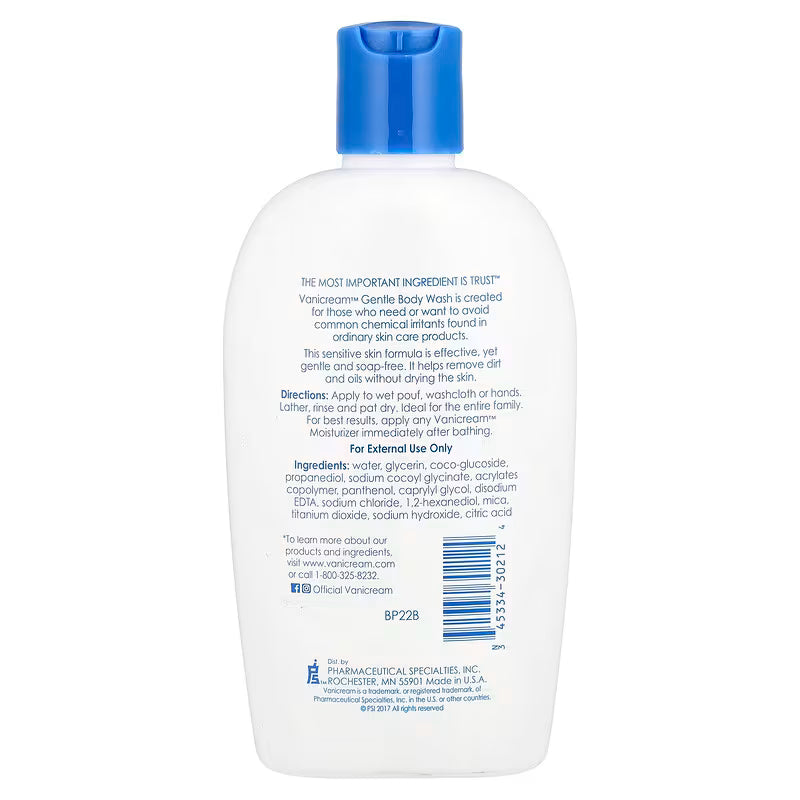 Vanicream, Gentle Body Wash, For Sensitive Skin Fragrance-Free, 355ml