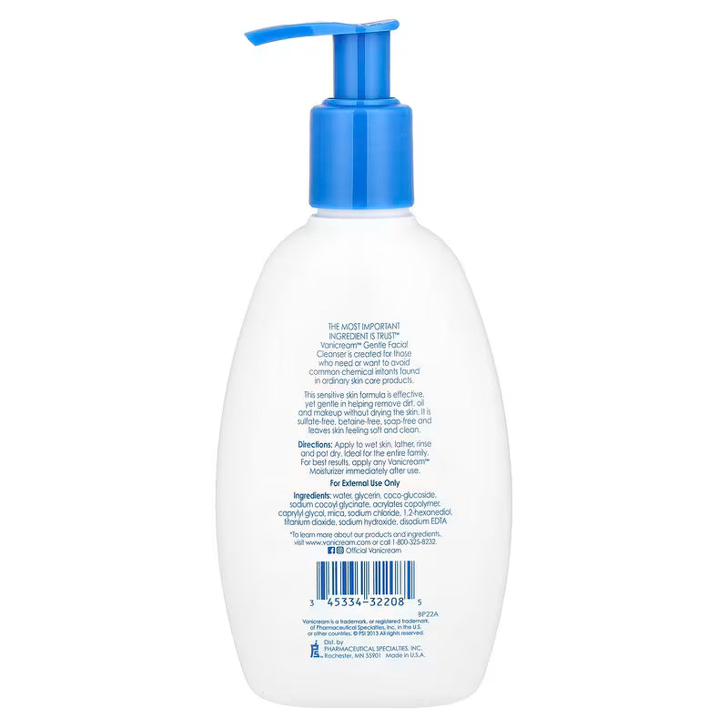 Vanicream, Gentle Facial Cleanser, For Sensitive Skin Fragrance-Free, 237ml