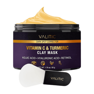 Valitic, Vitamin C & Turmeric Clay Mask, Dark Spot Corrector with Kojic Acid, Hyaluronic Acid & Retinol, 50g