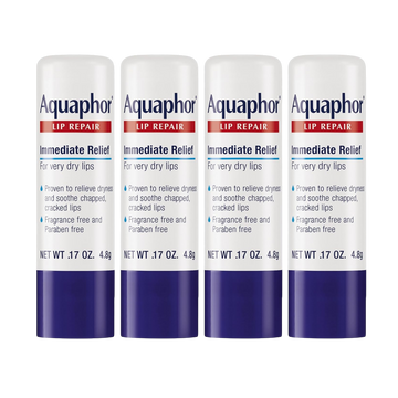Aquaphor Lip Repair Stick – Jojoba Oil & Shea Butter, 0.17 oz (Pack of 4)