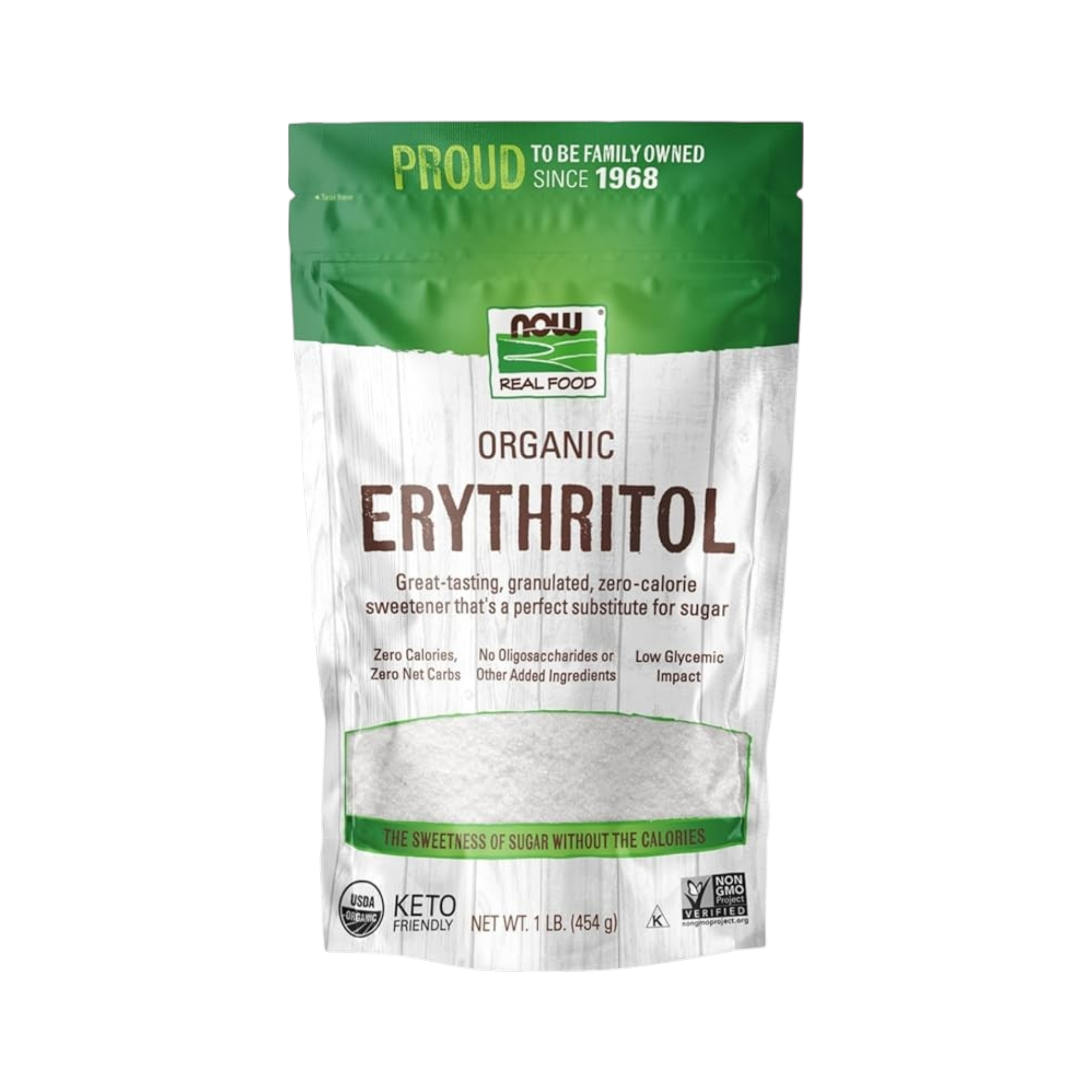 NOW Foods Organic Erythritol – Zero-Calorie Sweetener, 1 lb