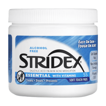Stridex, Acne Treatment Pads, Essential with Vitamins Alcohol-Free, 55 Pads
