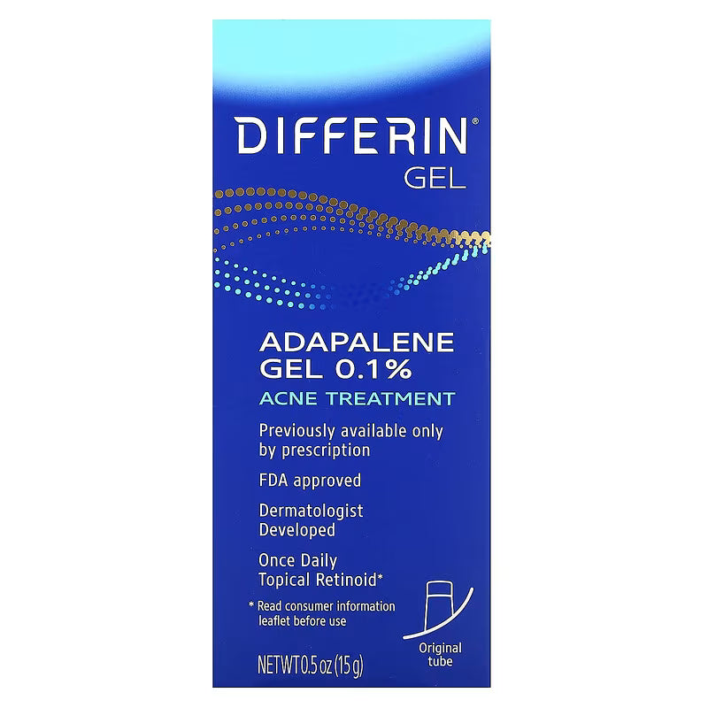 Differin, Adapalene Gel 0.1%, Acne Treatment Fragrance-Free, 15g
