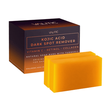 VALITIC, Kojic Acid, Dark Spot Remover Soap Bar, with Vitamin C, Retinol, Collagen, Turmeric, 2 Pack