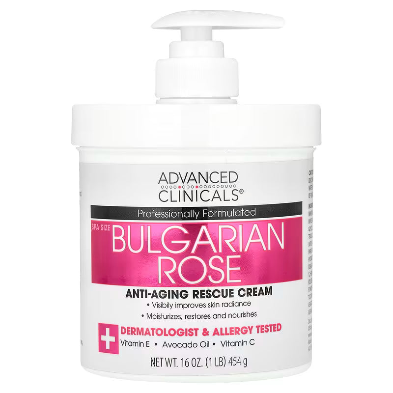Advanced Clinicals, Anti-Aging Rescue Cream, Bulgarian Rose, 454g