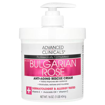 Advanced Clinicals, Anti-Aging Rescue Cream, Bulgarian Rose, 454g