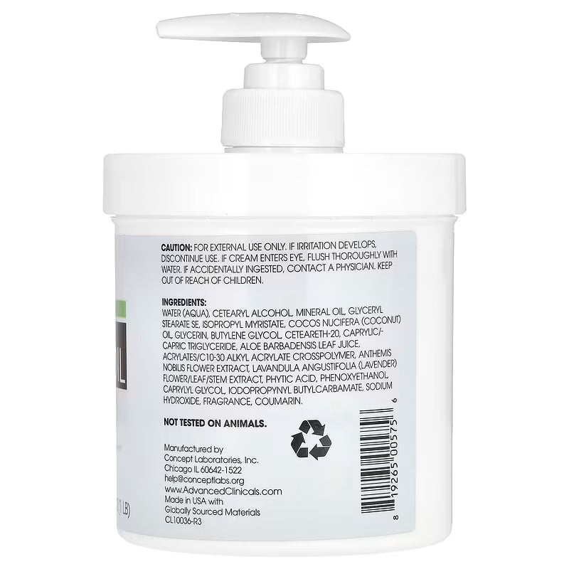 Advanced Clinicals, Moisturizing Cream, Coconut Oil, 454g