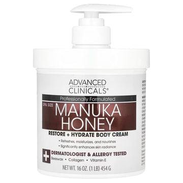 Advanced Clinicals, Body Cream, Manuka Honey Restore + Hydrate, 454g