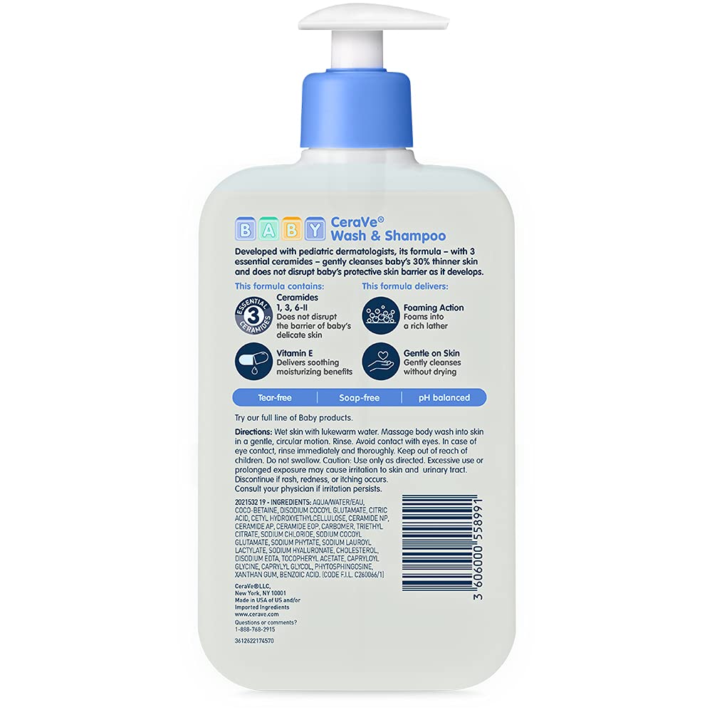 CeraVe Baby Wash & Shampoo – Tear-Free, 16 oz