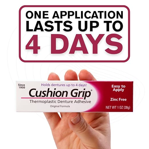 Cushion Grip Thermoplastic Denture Adhesive – 1 oz (2-Pack)
