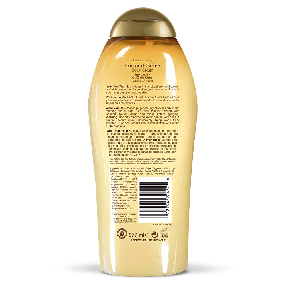 OGX Smoothing + Coconut Coffee Body Cream – 19.5 oz