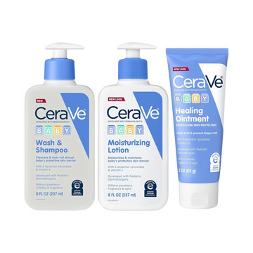 CeraVe Baby Bath Set, 237ml Wash & Shampoo + 237ml Moisturizing Lotion + 85g Healing Ointment, Fragrance, Parabens, Phthalates, & Tear Free Baby Bath Essentials