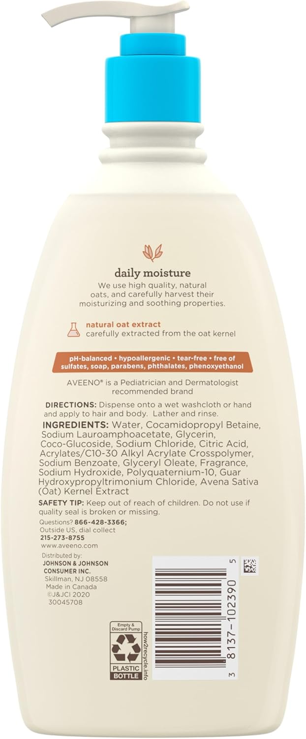 Aveeno Baby Daily Moisture Gentle Body Wash & Shampoo – 18 fl oz