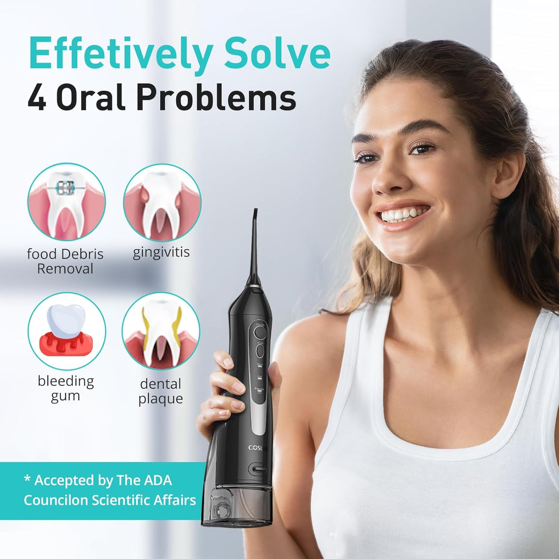 COSLUS Water Dental Flosser C20 – Portable Cordless Oral Irrigator, 300ml
