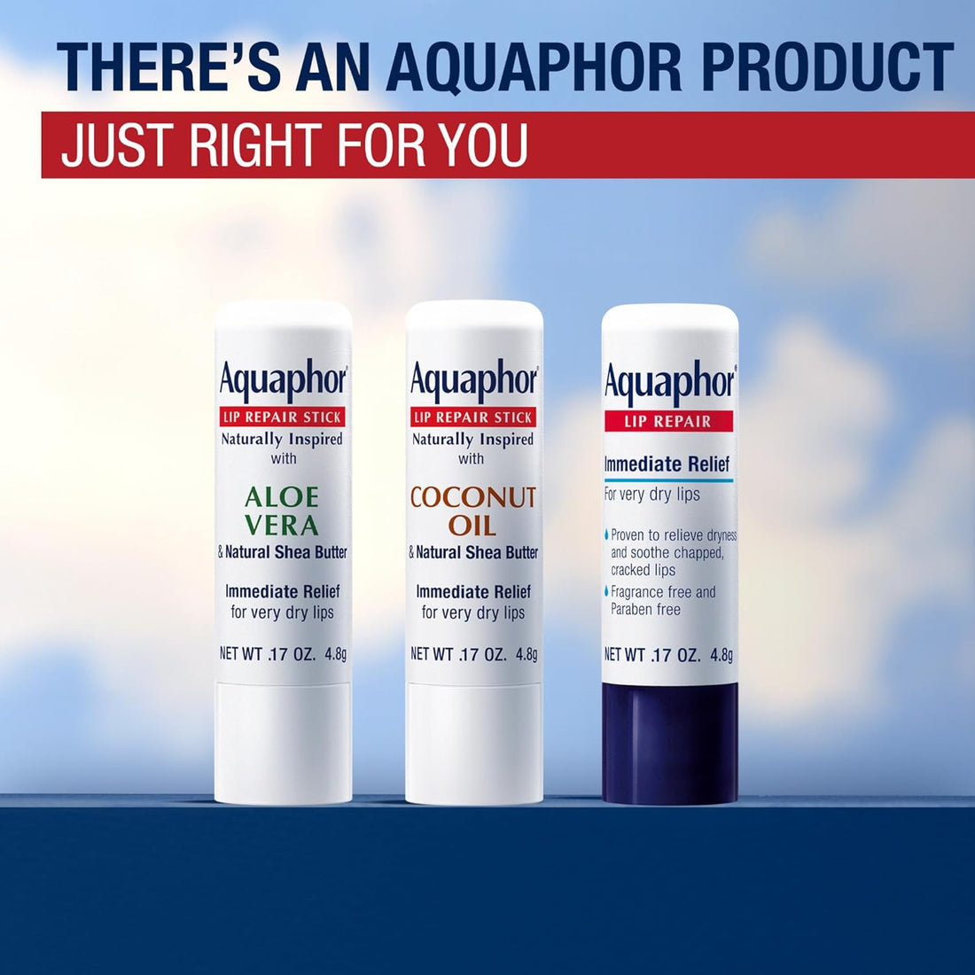 Aquaphor Naturally Inspired Lip Repair Stick – Aloe Vera & Shea Butter, 0.17 oz