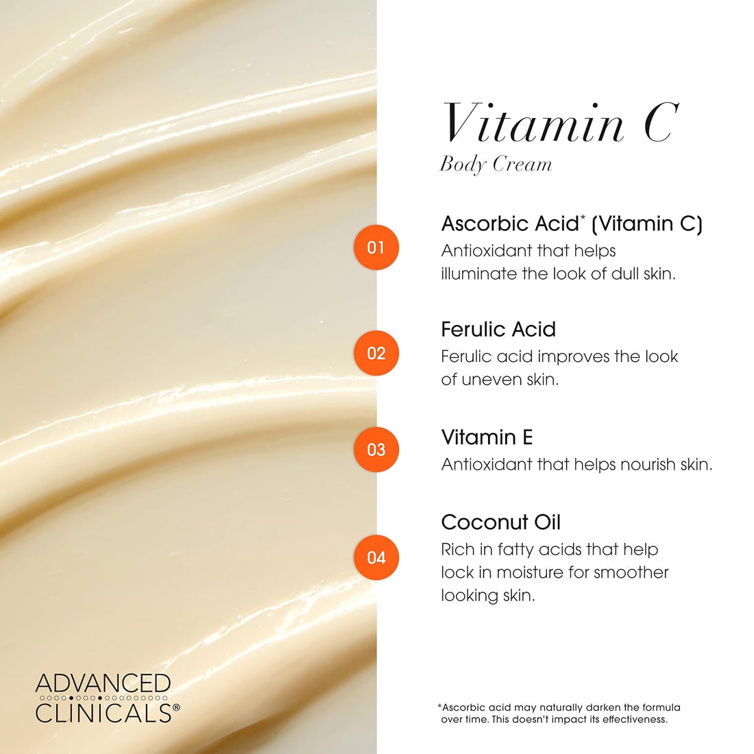 Advanced Clinicals Vitamin C Brightening Body Lotion – 16 oz