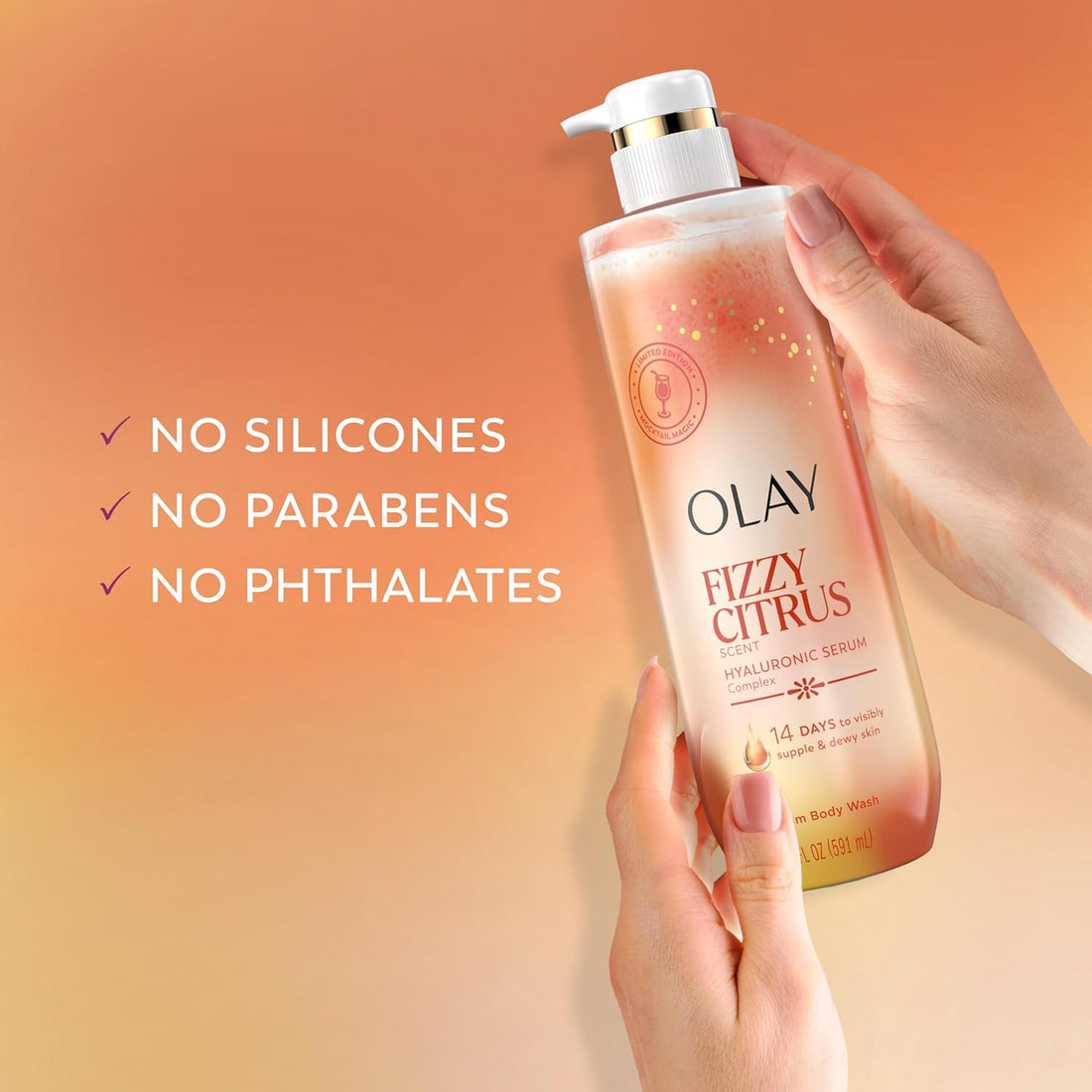 Olay Intensely Hydrating Body Wash – Pro-Hyaluronic Acid, Mandarin Summer Fizz Scent, 20 fl oz