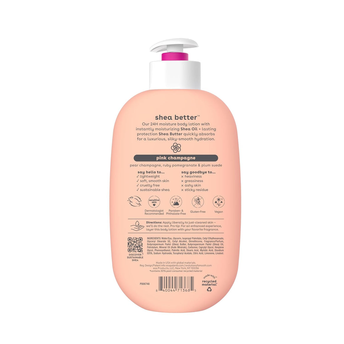 eos, Body Lotion, Shea Better Pink Champagne, 473ml