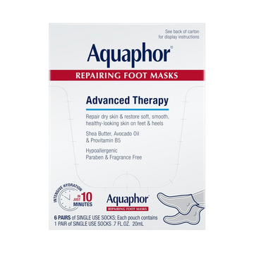 Aquaphor Repairing Foot Masks – Moisturizing Socks for Dry Feet, Pack of 6