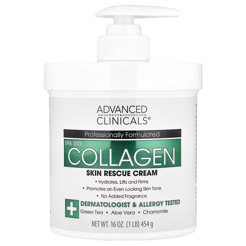 Advanced Clinicals, Skin Rescue Cream, Collagen, 454g