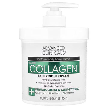 Advanced Clinicals, Skin Rescue Cream, Collagen, 454g