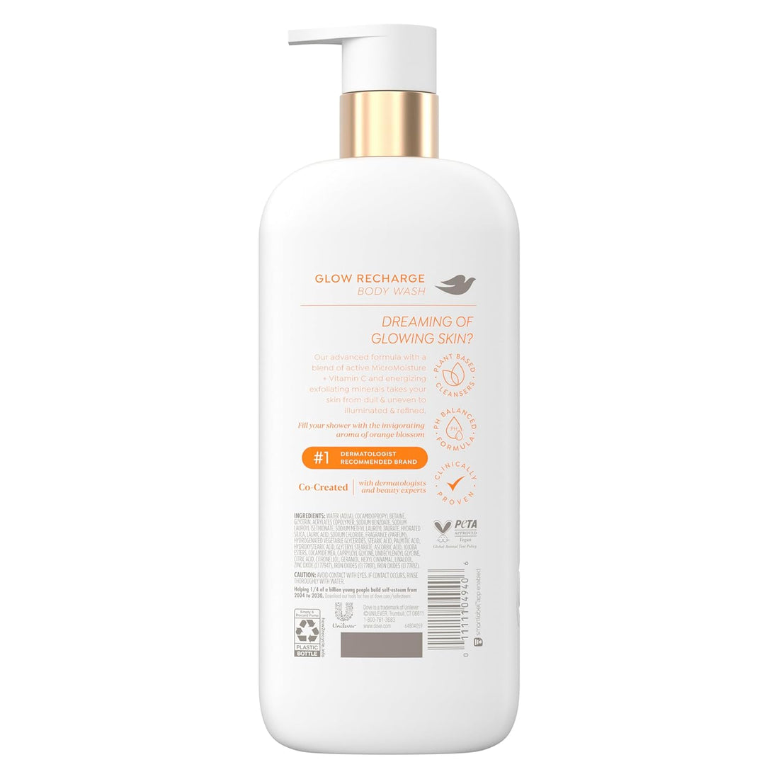 Dove,  Body Wash Serum, Glow Recharge illuminates & Exfoliates skin with 3% brightening Vitamin C.