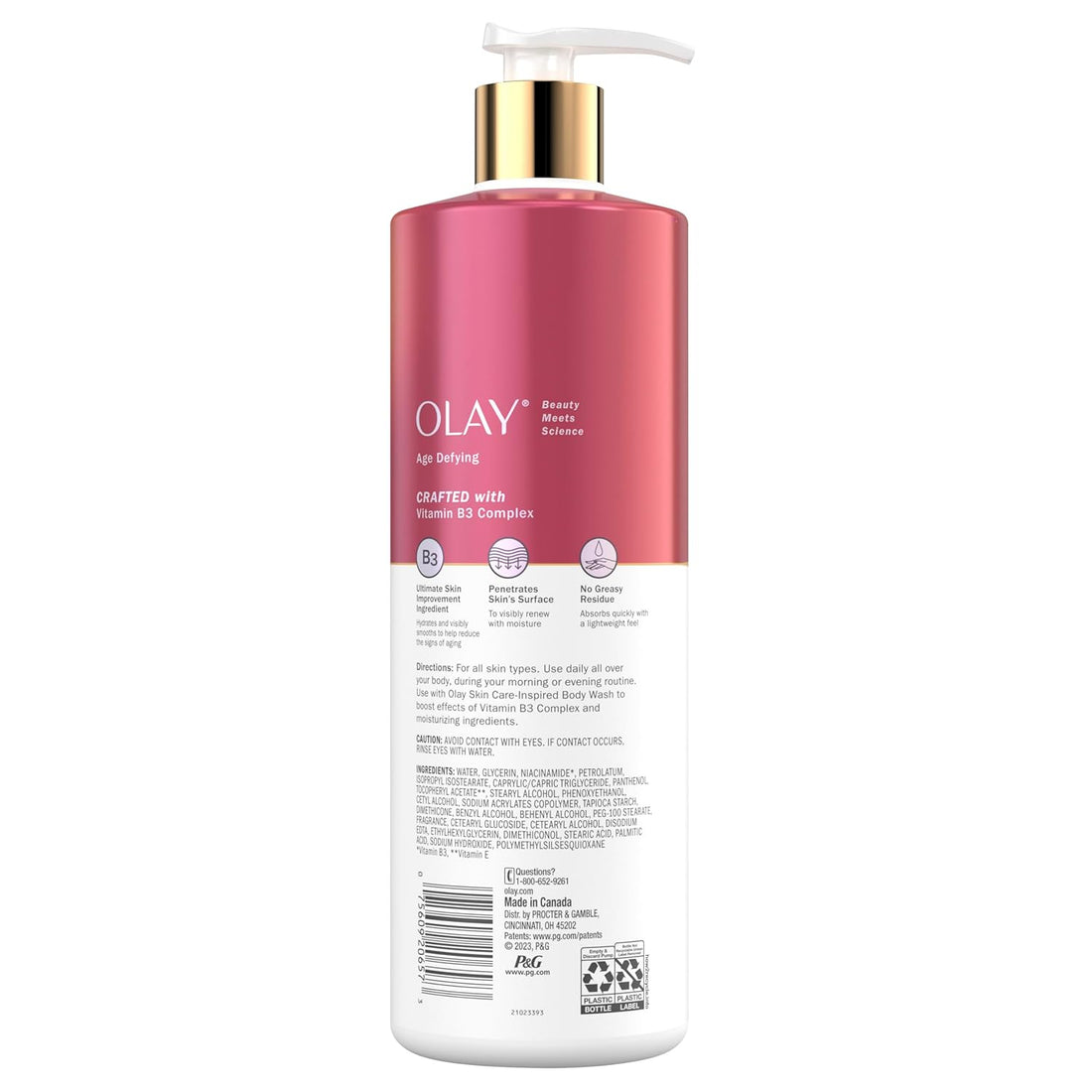 Olay, Age Defying Body Lotion, Niacinamide Serum, 502ml